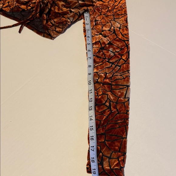 Velvet Drawstring Cropped Long Sleeve Top - Copper Brown - Picture 6 of 9